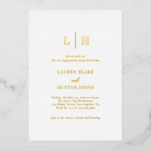 Minimal Classic Elegant Gold Engagement Party Foil Invitation