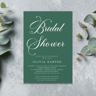 Minimal Classic Emerald Green Script Invitation