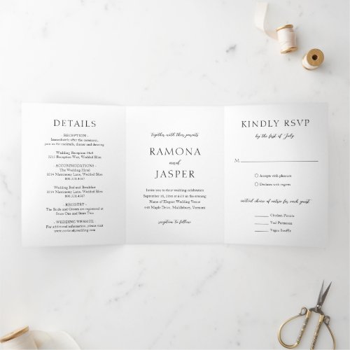 Minimal Classic Formal Elegant Modern Wedding Tri_Fold Invitation