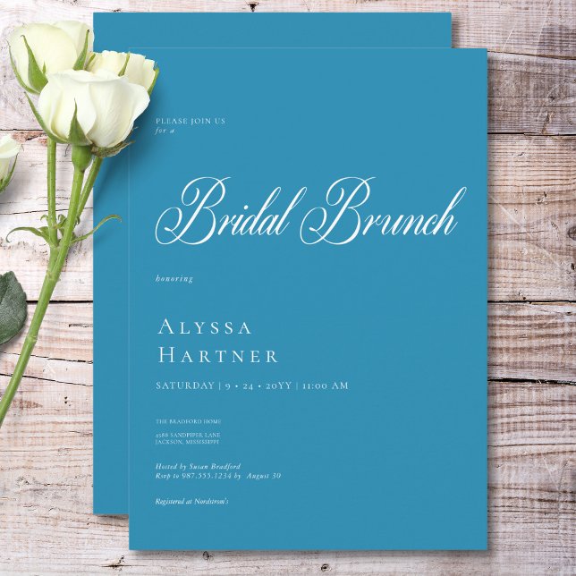 Minimal Classic French Blue & White Bridal Brunch Invitation (Minimal Classic French Blue & White Bridal Brunch Invitation)