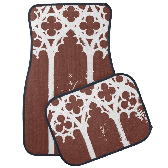 Minimal Classic Gothic Window Typography Monogram Car Floor Mat (Set)