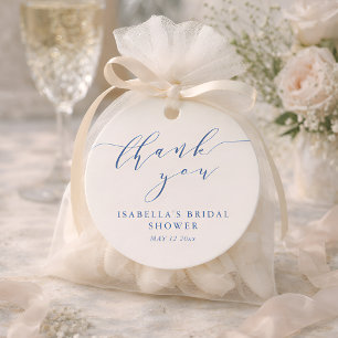 Minimal Classic Ivory Blue Bridal Shower Thank You Favor Tags