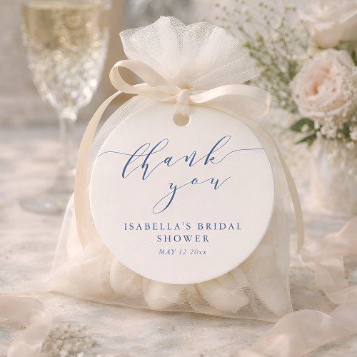 Minimal Classic Ivory Blue Bridal Shower Thank You