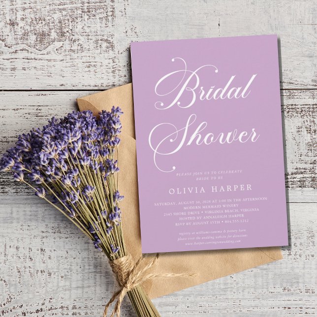 Minimal Classic Lavender Lilac  Script  Invitation (Creator Uploaded)