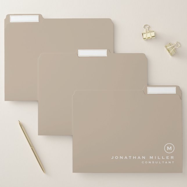 Minimal Classic Monogram Beige File Folder (Set)