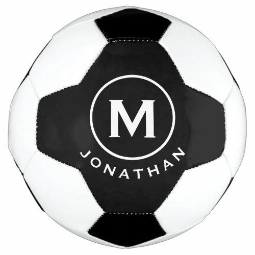 Minimal Classic Monogram Black White Soccer Ball