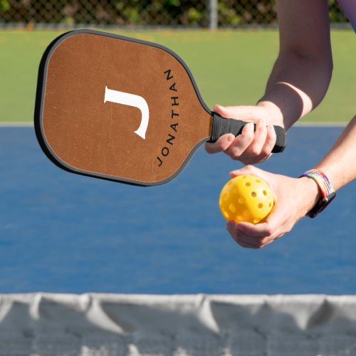 Minimal Classic Monogram Distressed Leather Pickleball Paddle