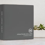 Minimal Classic Monogram Gray<br><div class="desc">Professional monogrammed binder features a modern minimalist design in gray and white. Custom name presented in the lower right-hand corner in stylish simple font with a complimentary minimal monogram medallion. A modern binder for home or office, a professional monogrammed binder for your workspace. Ideal for consultants, attorneys, real estate agents,...</div>