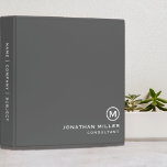 Minimal Classic Monogram Gray 3 Ring Binder<br><div class="desc">Professional monogrammed binder features a modern minimalist design in gray and white. Custom name presented in the lower right-hand corner in stylish simple font with a complimentary minimal monogram medallion. A modern binder for home or office, a professional monogrammed binder for your workspace. Ideal for consultants, attorneys, real estate agents,...</div>