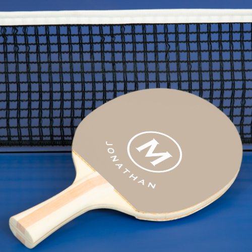 Minimal Classic Monogram Name Ping Pong Paddle