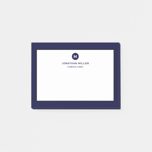 Minimal Classic Monogram Navy Blue Post_it Notes