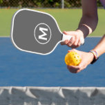 Minimal Classic Monogram Pickleball Paddle<br><div class="desc">Masculine modern design features gray background with easy to use template for a single letter in stylish classic block typography. The design repeats on the reverse side. Perfect pickleball gift for him.</div>