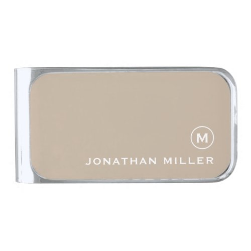 Minimal Classic Monogram Silver Finish Money Clip