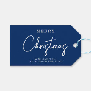 Minimal Classic Navy Blue Christmas Holiday Gift Tags
