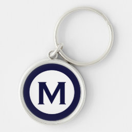 Minimal Classic Navy Monogram Initial Letter Keychain