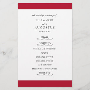 Minimal Classic Red Elegant Budget Wedding Program Flyer