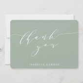 Minimal Classic Sage Green Bridal Shower Custom Th Thank You Card (Front)