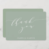 Minimal Classic Sage Green Bridal Shower Custom Th Thank You Card (Front/Back)