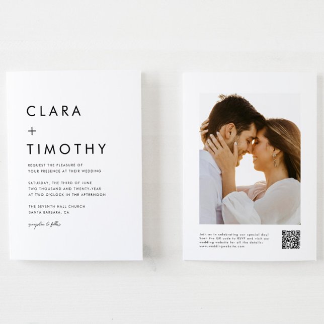 Minimal Classic Script QR Code All In One Wedding Invitation (Creator Uploaded)