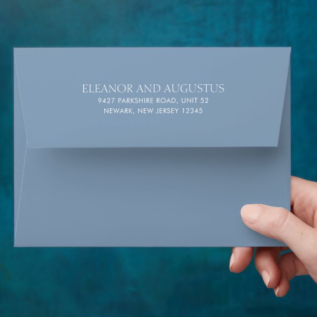 Minimal Classic Simple Elegant Dusty Blue Wedding Envelope (Hand)