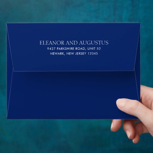 Minimal Classic Simple Elegant Navy Blue Wedding Envelope