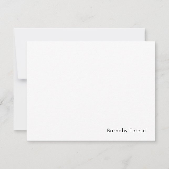 Minimal Classic | Simple White Masculine Design Note Card (Front)
