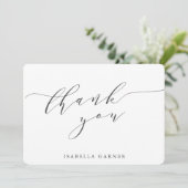Minimal Classic White Black Bridal Shower Custom Thank You Card (Standing Front)