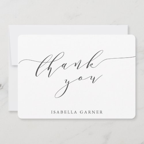 Minimal Classic White Black Bridal Shower Custom Thank You Card