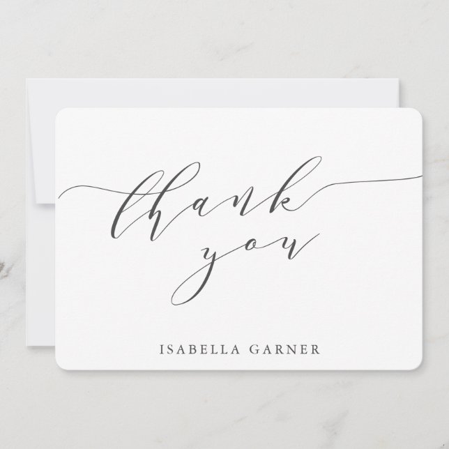 Minimal Classic White Black Bridal Shower Custom Thank You Card (Front)