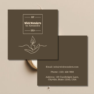 Minimal Classical Apothecary Candle Square Business Card