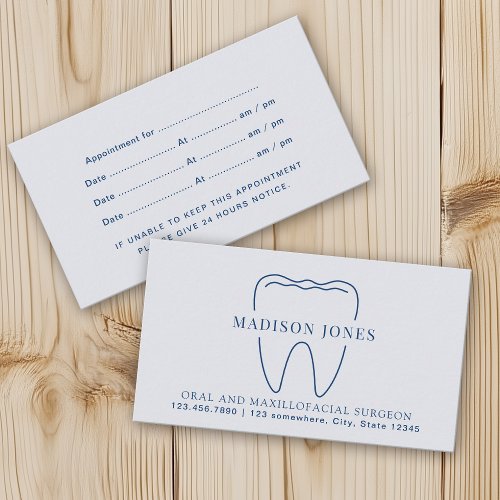 Minimal Classy Blue Dentist Appointment Business Card