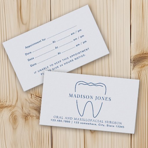 Customizable Minimal Classy Blue Dentist Appointment Business Card