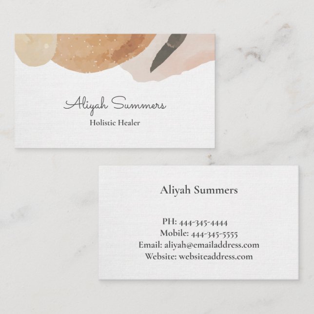 Minimal Classy Boho Linen Look Business Card (Front/Back)