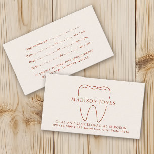 Minimal Classy Terracotta Dentist Appointment Business Card