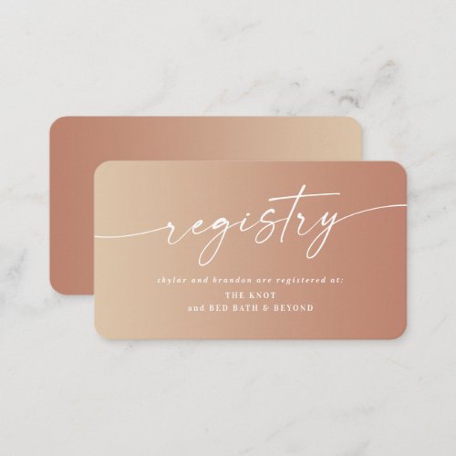 Minimal Clay  Yellow Ombre Fade Wedding Registry Enclosure Card