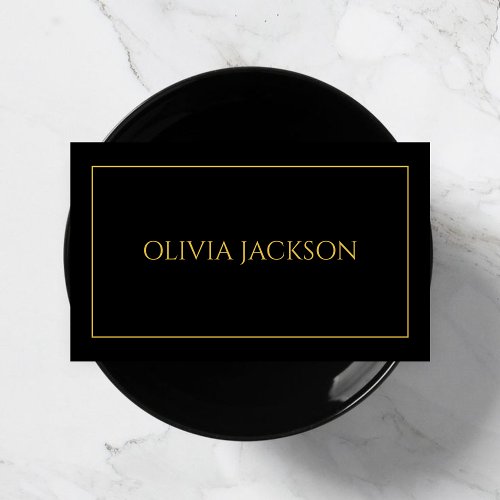 Minimal Clean Black  Gold Typography Professional Business Card