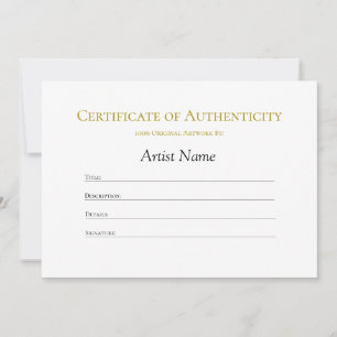Minimal Clean Certificate of Authenticity Invitation