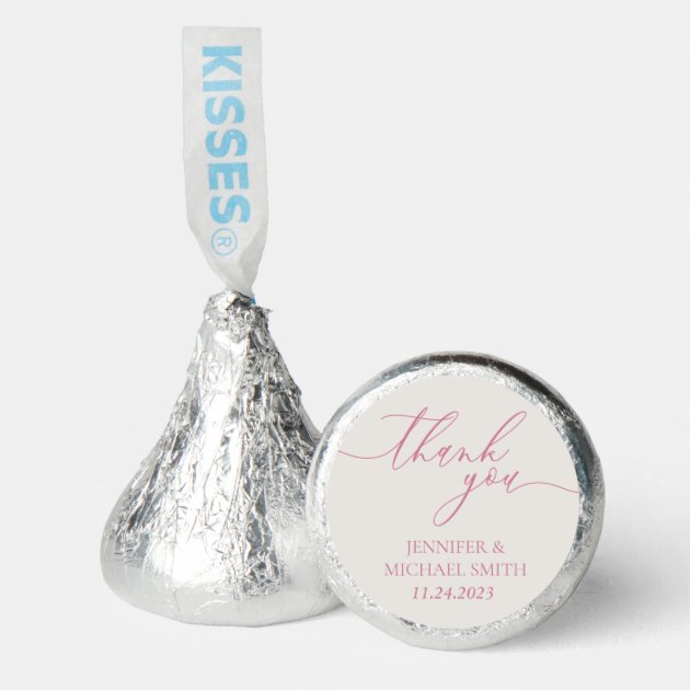 Minimal Clean Classic Script pink Thank You Hershey®’s Kisses®