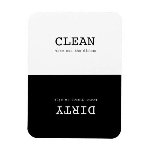 Minimal Clean Dirty Dishes Reminder Black White Magnet