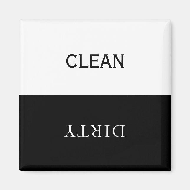 Minimal Clean Dirty Dishwasher Sign Magnet (Front)