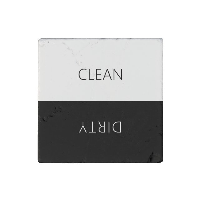 Minimal Clean Dirty Dishwasher Stone Magnet (Front)
