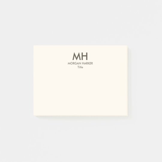 Minimal Clean Initials Neutral Post-it Notes | Zazzle.com