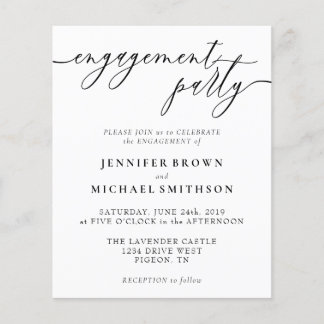 Minimal Clean Modern Engagement Party Budget Flyer