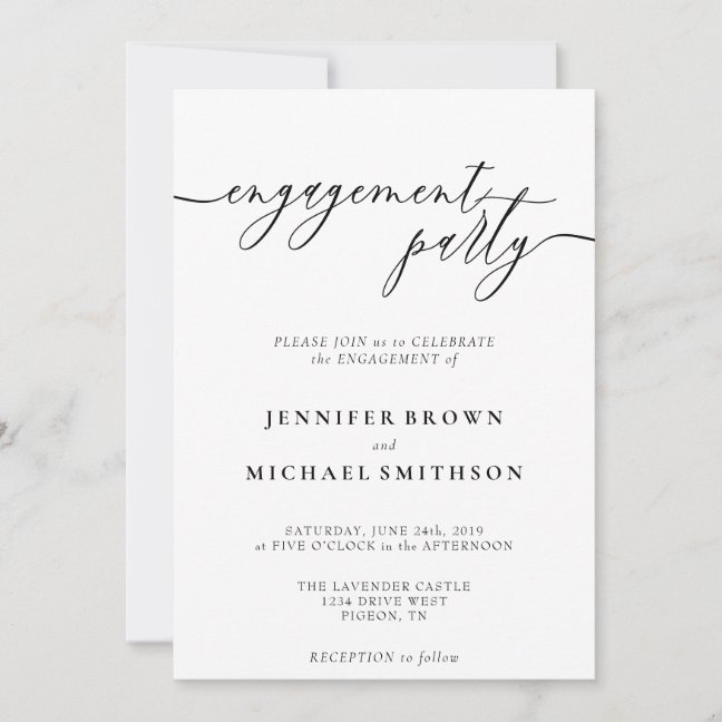 Minimal Clean Modern wedding Engagement Party Invitation