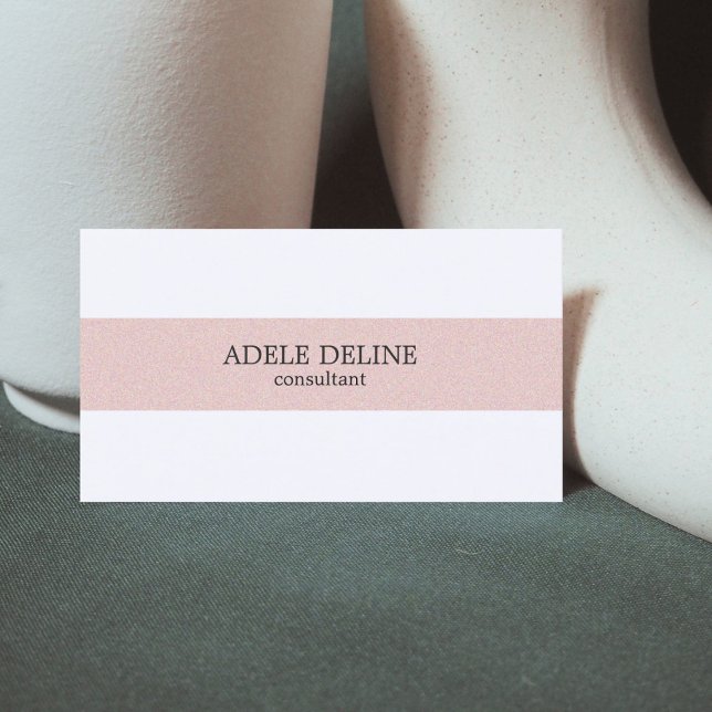 Minimal Clean Pale Pink Texture Stripe White Business Card (Creator Uploaded)