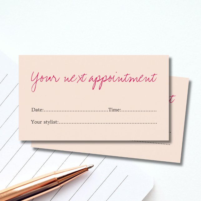 Minimal Clean Pastel Pink Beauty Appointment Card (Creator Uploaded)