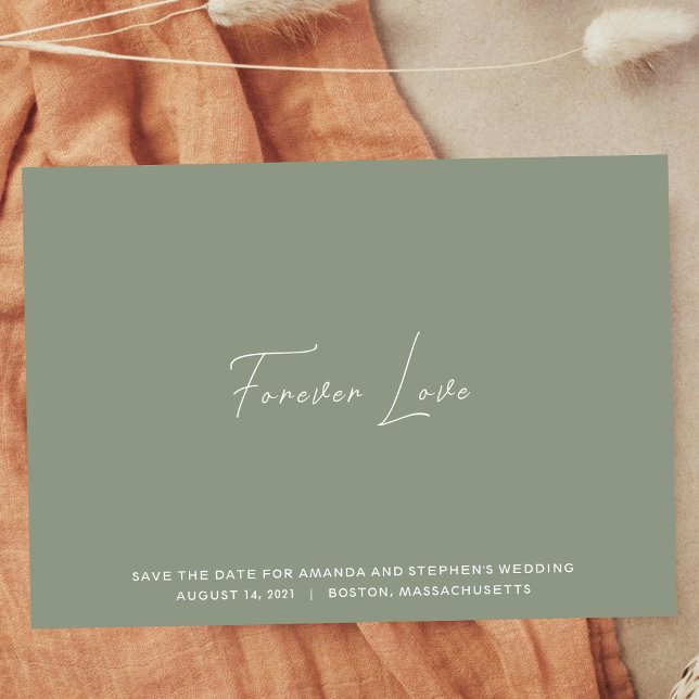 Minimal  Clean Sage Green Typography Wedding Save The Date (Creator Uploaded)