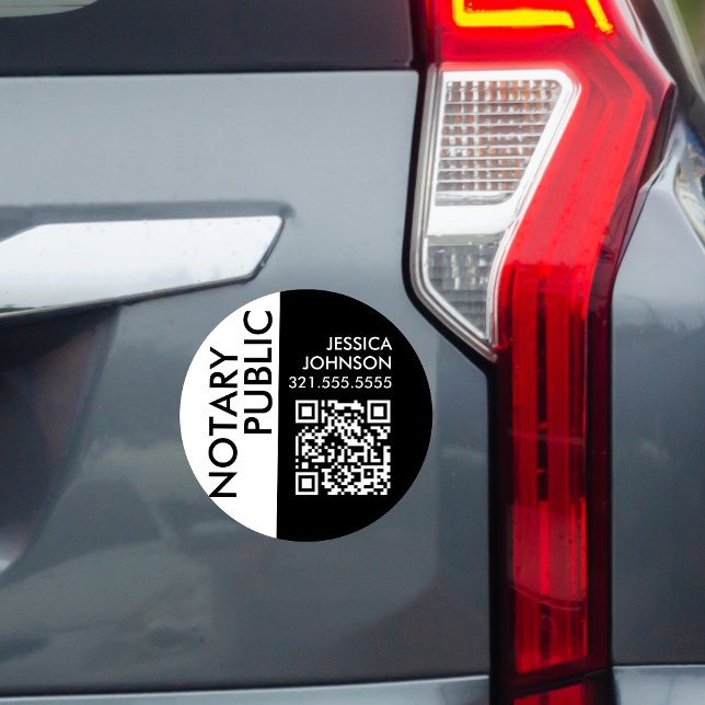 Minimal Clean Simple Add QR Code Marketing Notary  Car Magnet (Creator Uploaded)