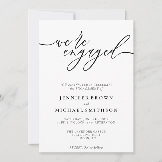 Minimal Clean Simple Modern engaged signature Invitation
