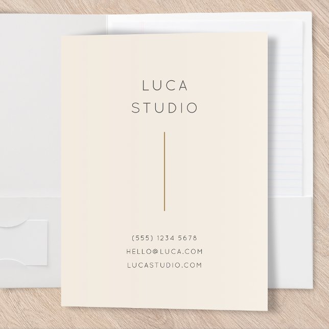 Minimal Clean Simple Modern QR Code Gold and Cream Pocket Folder (Creator Uploaded)